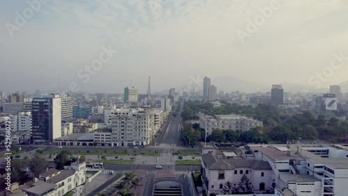 Aerial view of Avenida Arequipa and Avenida 28 de Julio in Lima, Peru. photo