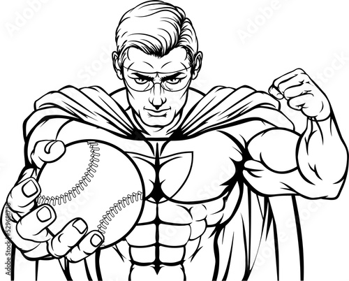 Wallpaper Mural Superhero Holding Baseball Ball Sports Mascot Torontodigital.ca