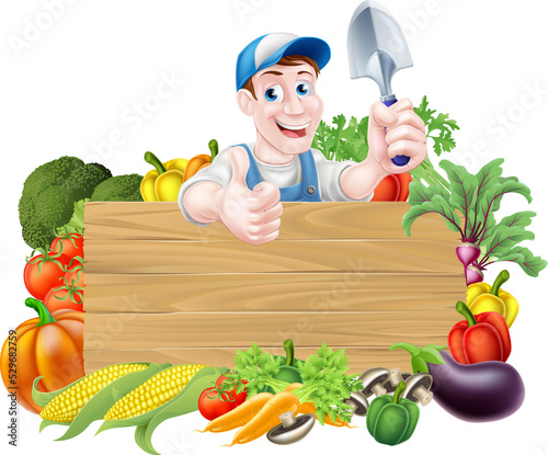 Gardener and Vegetables Sign