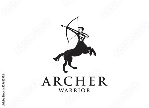 Epic Male Centaur Warrior logo design template.