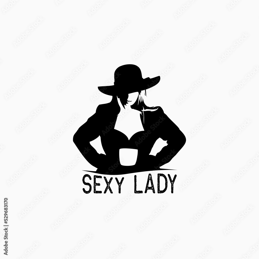 Silhouette Sexy Lady Logo Design Vector