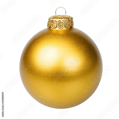 Golden Christmas bauble on white background