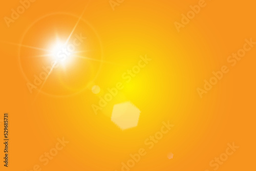 Warm sun on a yellow background. Leto.bliki solar rays.Оrange yellow background.