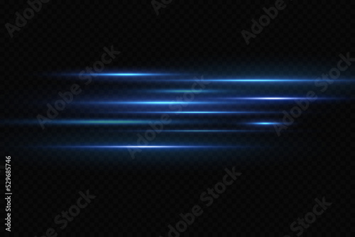 Motion light effect for banners. Blue lines. The effect of speed on a blue background. Red lines of light, speed and movement. Vector lens flare.