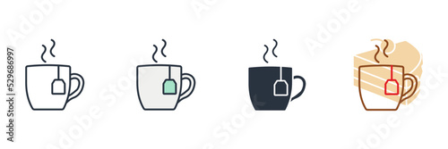 tea cup icon logo vector illustration. cup with tea bag symbol template for graphic and web design collection
