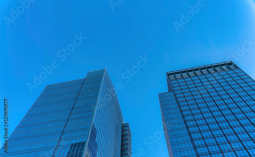View from the ground of business buildings in downtown Austin Texas