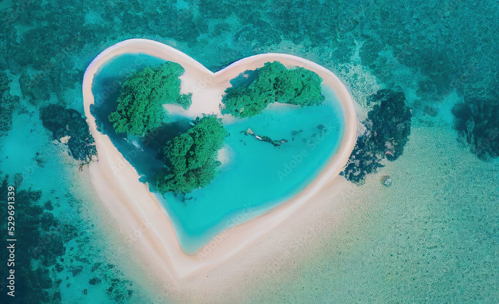 Heart drawn by a beach in the turquoise waters of the vacation of love, for invitation to the most beautiful of romantic honeymoons
Heart drawn by a beach in the turquoise waters of the vacation of love, for invitation to the most beautiful of romantic honeymoons