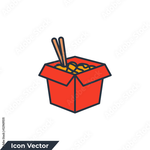 wok box icon logo vector illustration. Asian Noodle in box symbol template for graphic and web design collection