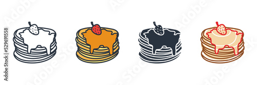 pancake icon logo vector illustration. Breakfast pancakes symbol template for graphic and web design collection