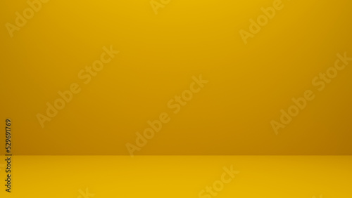 Wallpaper Mural Yellow product display wall background. Blank orange display on the floor. Modern style background. Blank wall for showing product. 3D rendering. Torontodigital.ca