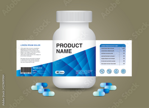 supplement bottle Packaging, Cosmetic packaging. product design. Beauty label, 3d supplement bottle vector, 3d white plastic Pills box, White medical container. healthcare bottle, realistic mock-up.