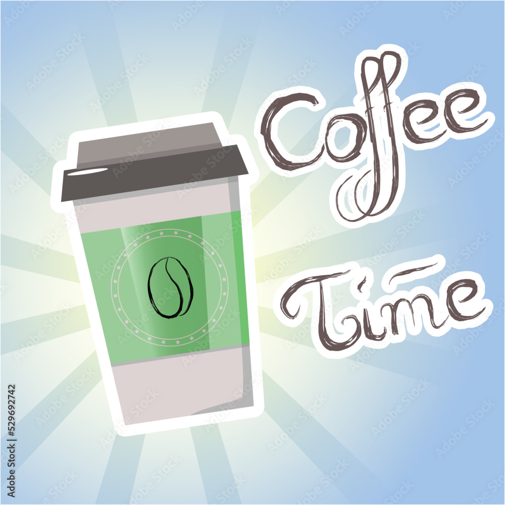 Aromatic coffee in a green cup. Time for coffee. Aromatic coffee in a green cup. Time for coffee.
