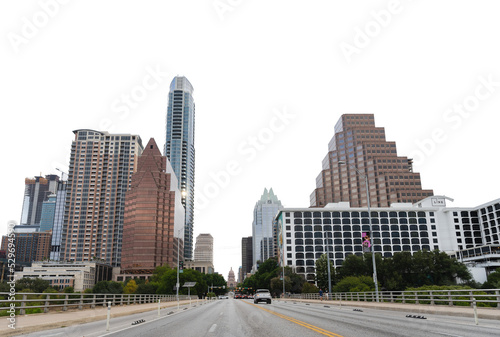 A PNG of the skyline of downtown Austin, Texas with the sky removed