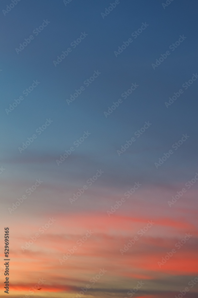 Beautiful scenery background of the sky during twilight makes it possible to see the beautiful colors of the natural sky. Beautiful colorful backdrop of the evening sky after sunset.