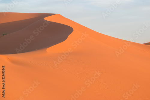 Crest of a sand dune in Erg Chebbi, Sahara Desert, Morocco.