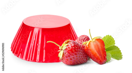 Foto Tasty berry jelly on white background