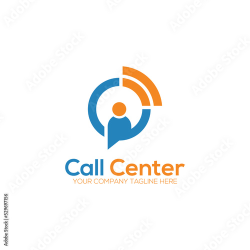 Abstract C Letter Call center logo vector icon. Client support, customer service creative symbol concept.