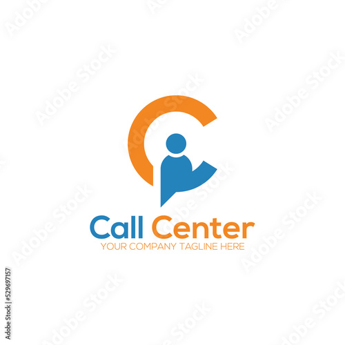 Abstract C Letter Call center logo vector icon. Client support, customer service creative symbol concept.