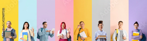 Slika na platnu Collage of students on color background