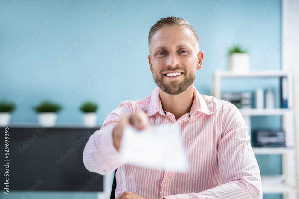 Naklejka premium Executive Hand Giving Payment Check