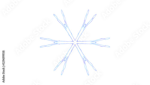 Blue purple and white icy isolated snowflake shape 