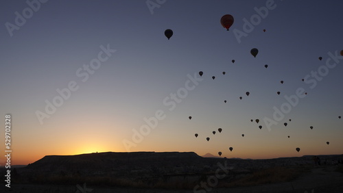 hot air balloon at sunrise