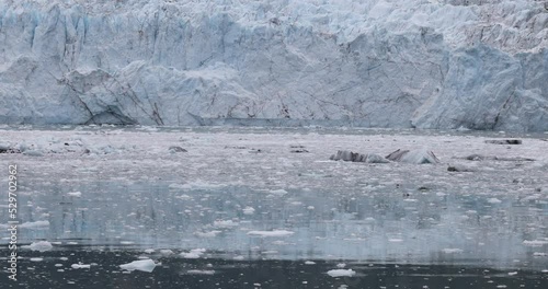 Glacier Bay Alaska close Margerie Glacier driftin. Glacier Bay National Park and Preserve American national park. Alaska Canada. Protected tourism destination accessible by boat. Ocean tidal glaciers. photo