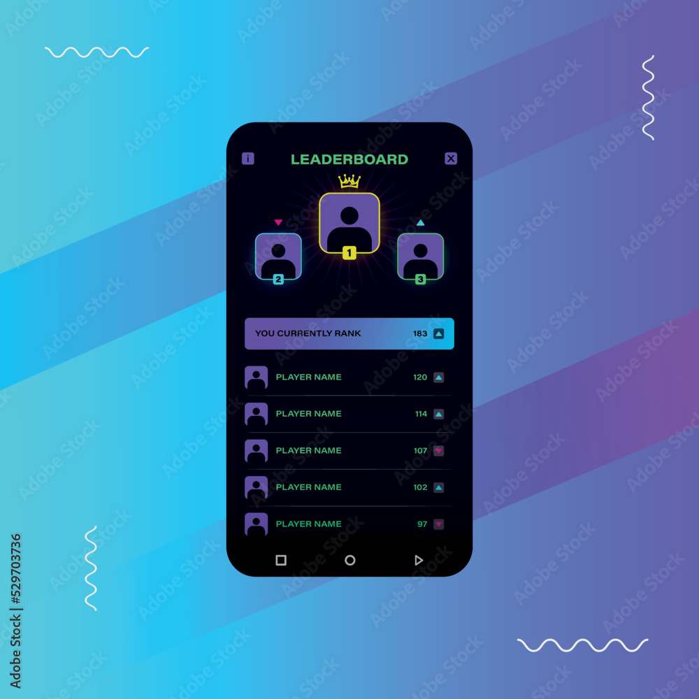 Game leaderboard Set with abstract background Game leaderboard Set with abstract background