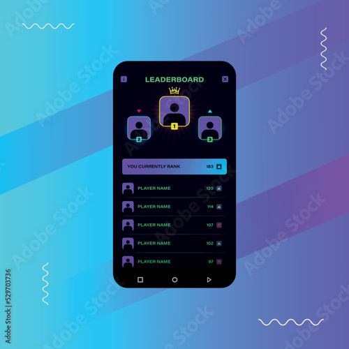Game leaderboard Set with abstract background