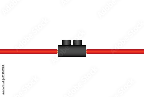 Ellectrical wire connector isolated on white, 3d vector illustration