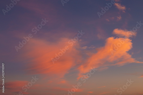 Evening sky with colorful sunlight, Dusk sky background.