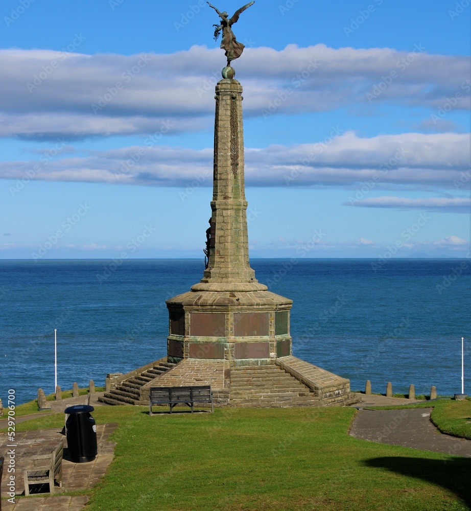War memorial at Aberystwyth castle, Ceredigion, overlooking the sea