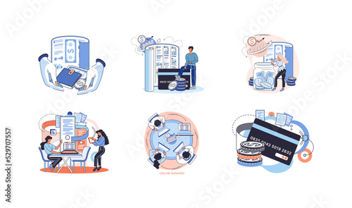 Online banking metaphor, financial consulting, saving account. Mobile payment, cash transactions. Mobile money transfer app. E-money, bank deposit. Digital wallet. Cash investment, payment processing