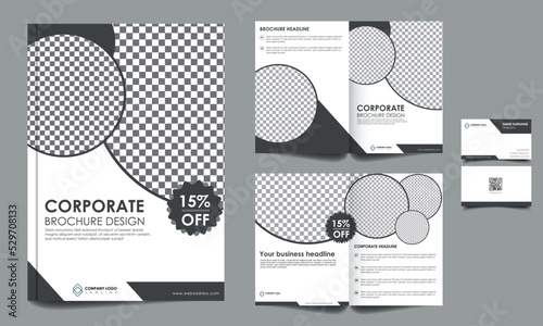 A4 corporate stationary flyer and brochure set design, Business card full set, brochure double set design