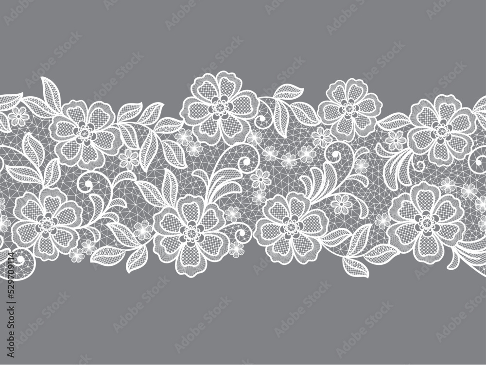seamless floral lace pattern.Vector lace flowers. Stock Vector