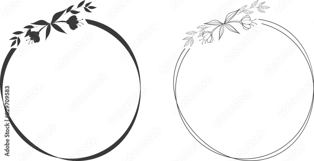 floral frame for your design. floral round frames labels. banners with branches. drawn line wedding. circle line sketch. border brush design floral frame for your design. floral round frames labels. banners with branches. drawn line wedding. circle line sketch. border brush design