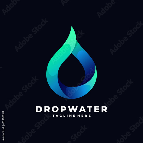 Blue Water Logo On Black Background