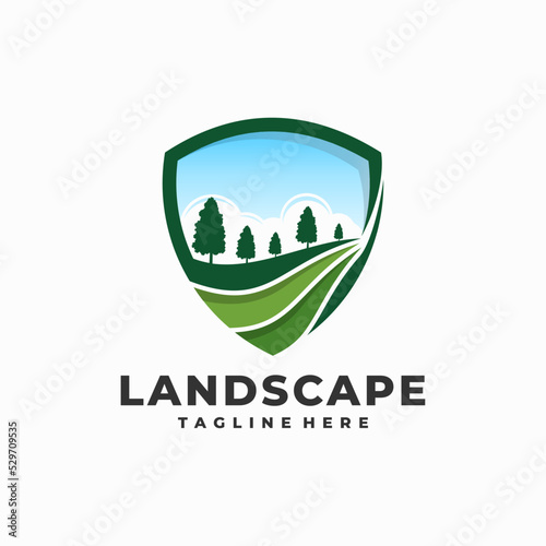 landscape shield logo design