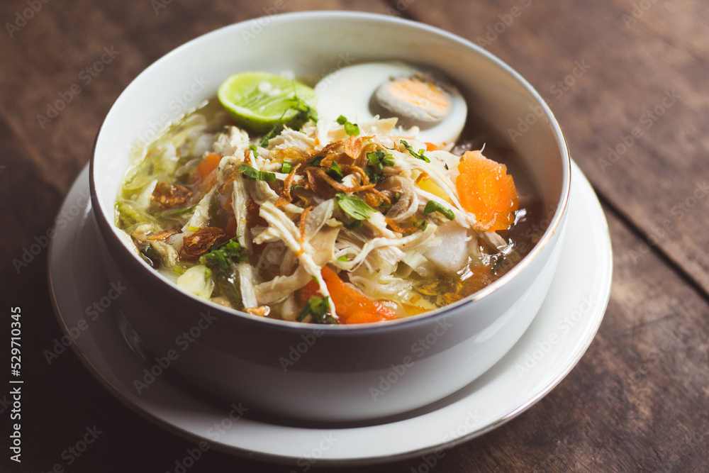 Soto Banjar or Traditional Chicken Soup from South Borneo Kalimantan, Indonesia