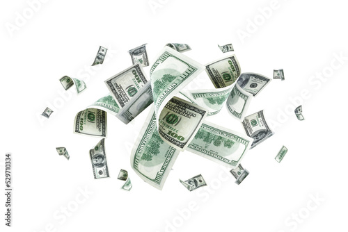 Us dollar bill. Washington American cash. Falling usd money background.