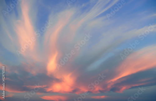 Fototapeta Naklejka Na Ścianę i Meble -  Pink and blue sunset sky as a dramatic background