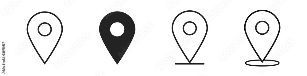 geolocation gps tag icons set, mark location, location pin icon, position symbol, vector set - obrazy, fototapety, plakaty 