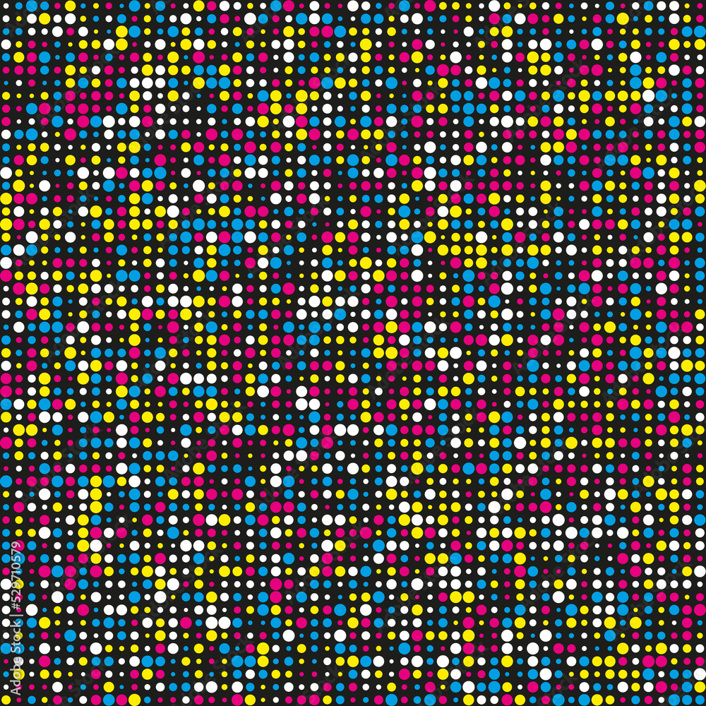 Different Sized CMYK Colour Halftone Dots