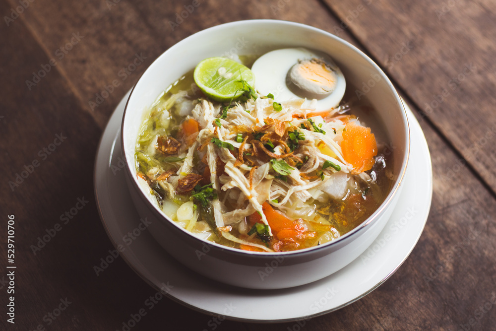 Soto Banjar or Traditional Chicken Soup from South Borneo Kalimantan, Indonesia