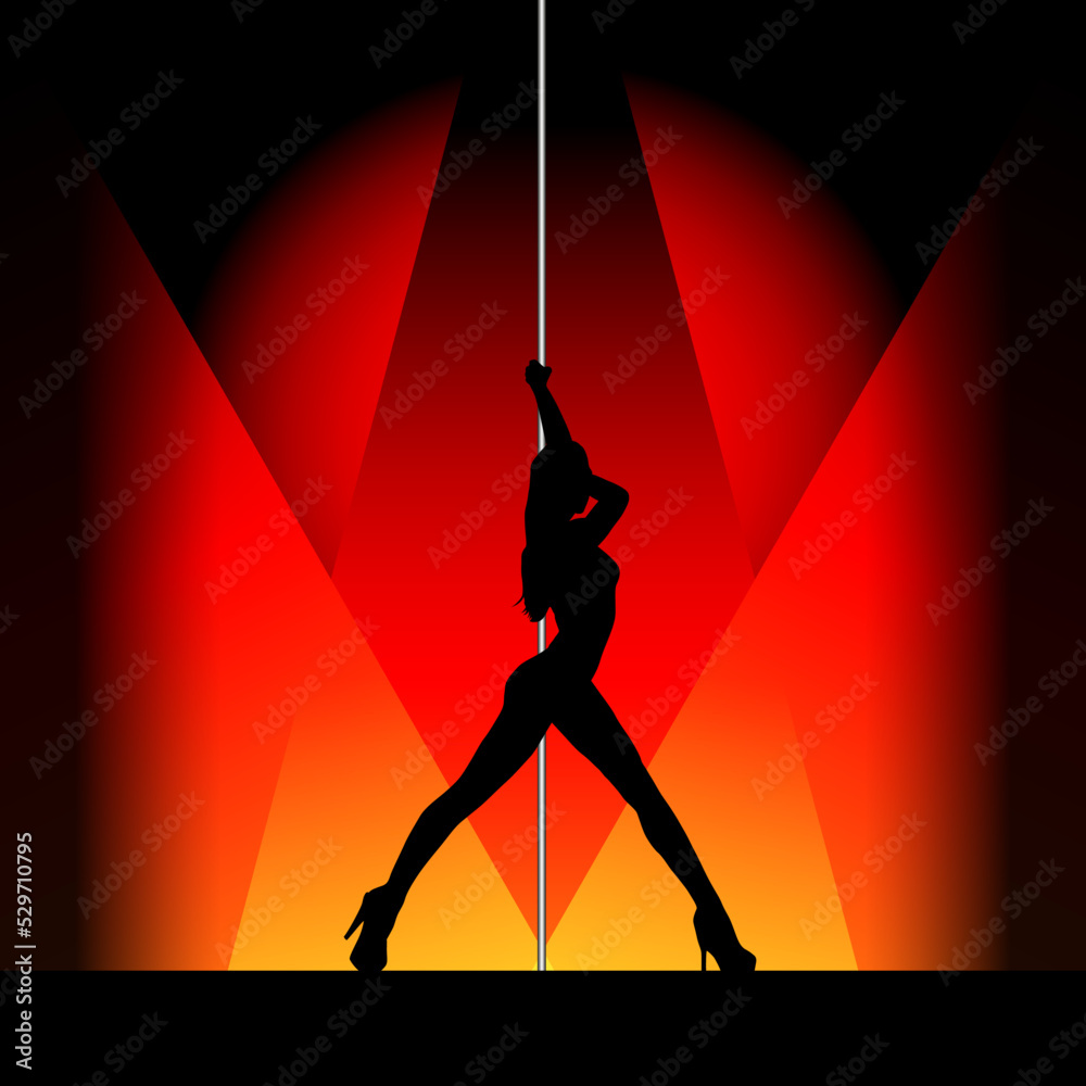 Sexy woman pole dancer silhouette Stock Vector Adobe Stock