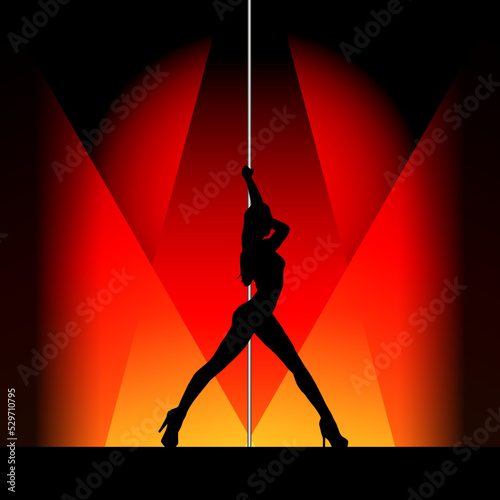  Sexy woman pole dancer silhouette

