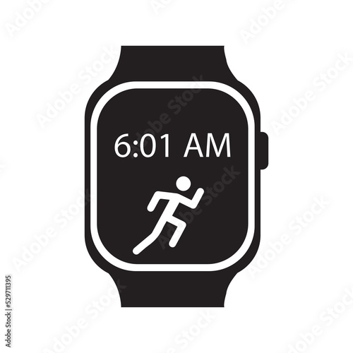 Fitness exercise smartwatch icon | Black Vector illustration |