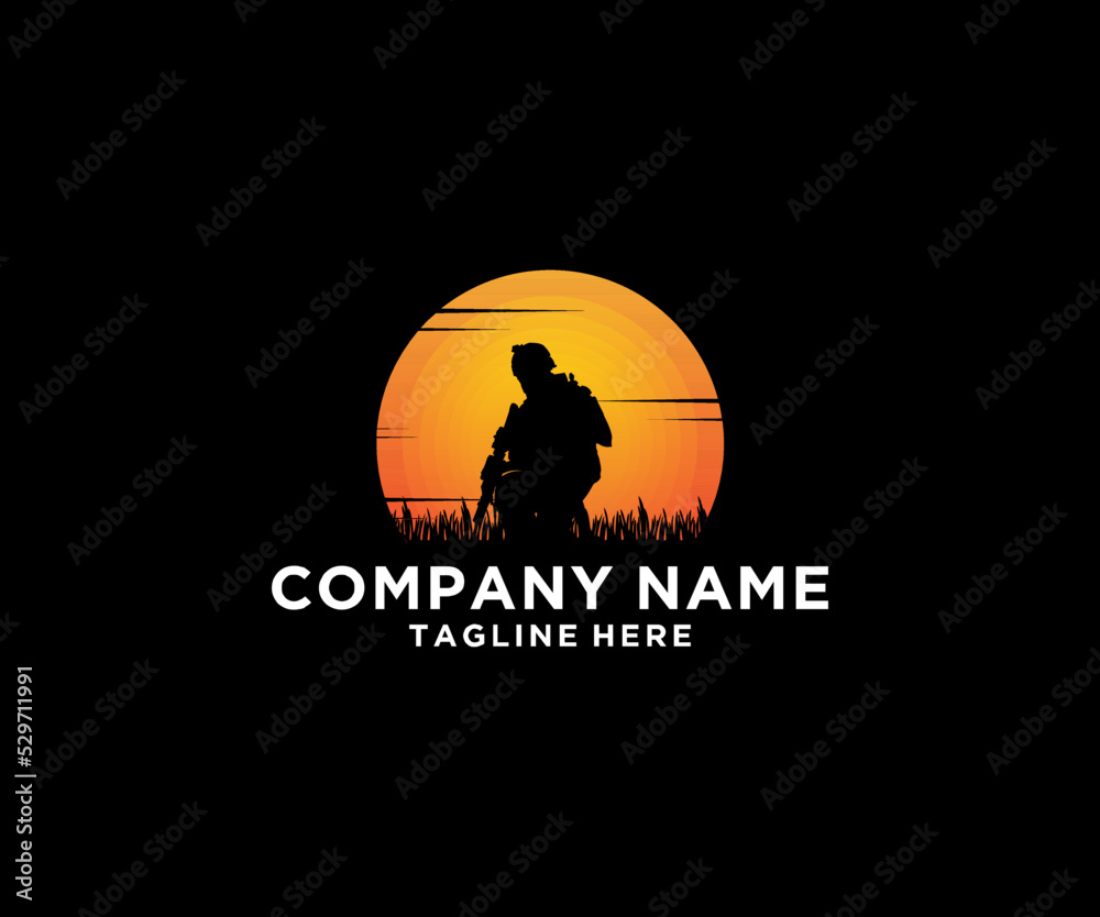 military logo design silhouette illustration
