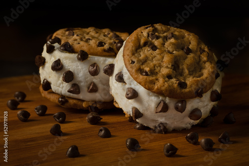 Chocolate chip cookie ice cream sandwiches