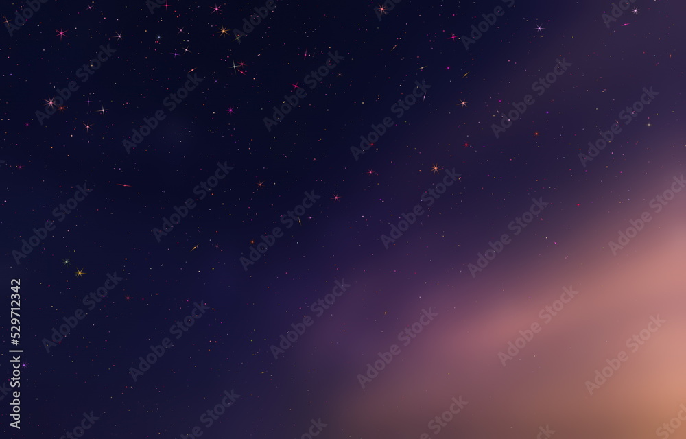 night starry sky deep bright stardust light flare colorful  template background copy space